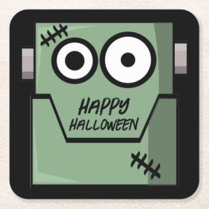Porta-copo De Papel Quadrado Monstro de Frankenstein Desenho Halloween