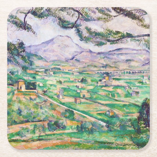 Porta-copo De Papel Quadrado Mont Sainte-Victoire, Paul Cezanne (Frente)