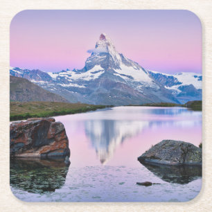 Porta-copo De Papel Quadrado Montanha Matterhorn em Zermatt, Suiça
