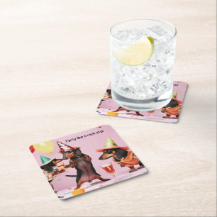 Porta-copo De Papel Quadrado Montanhas de Bebidas do Partido Dachshund