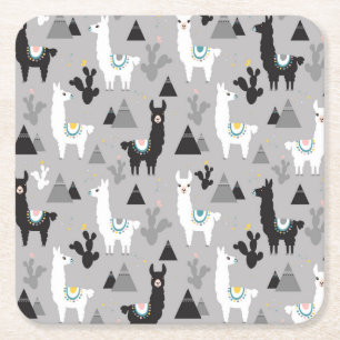 Porta-copo De Papel Quadrado Montanhas de lama cactus, padrão perfeito.