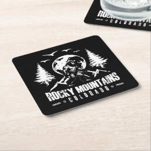 Porta-copo De Papel Quadrado Montanhas Rocky Colorado Bigfoot Vintage Hiking