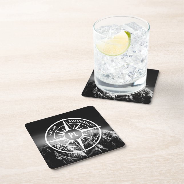 Porta-copo De Papel Quadrado Montes dramáticos do emblema da estrela da Compass (Insitu)