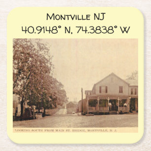 Porta-copo De Papel Quadrado Montville NJ Map Coordena o Estilo de Vintage