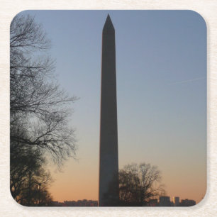 Porta-copo De Papel Quadrado Monumento a Washington no Sunset