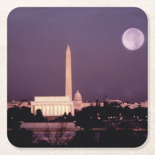 Porta-copo De Papel Quadrado Monumento de Washington, o Capitólio e Jefferson