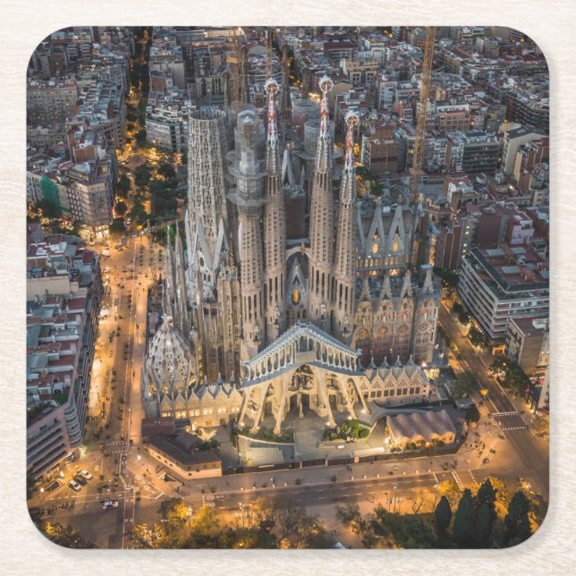 Porta-copo De Papel Quadrado Monumentos | La Sagrada Familia (Frente)