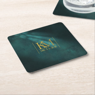 Porta-copo De Papel Quadrado Moonlight Romance Wedding Emerald Green ID881