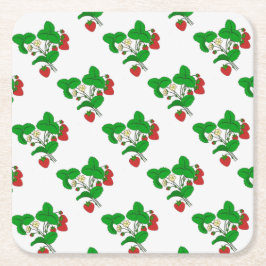 Porta-copo De Papel Quadrado Morangos para o café da manhã