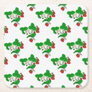 Porta-copo De Papel Quadrado Morangos para o café da manhã