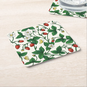 Porta-copo De Papel Quadrado Morangos silvestres vermelho/amarelo/verde/branco