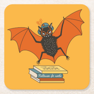 Porta-copo De Papel Quadrado Morcego Leitor Bibliotecário Caprichoso com Livr
