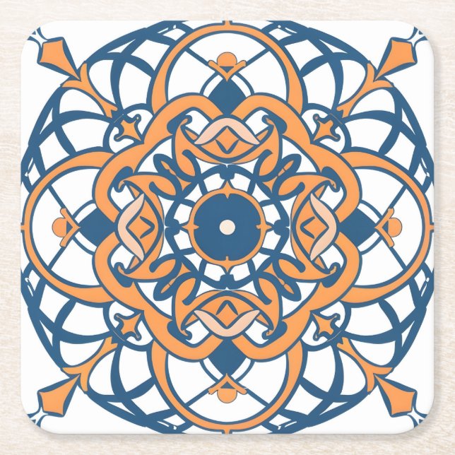 Porta-copo De Papel Quadrado Mosaico andaluz marroquino (Frente)