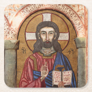 Porta-copo De Papel Quadrado Mosaico Antigo de Jesus