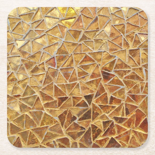 Porta-copo De Papel Quadrado Mosaico Dourado (Frente)