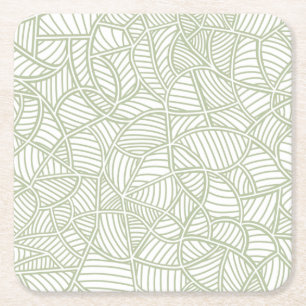 Porta-copo De Papel Quadrado Mosaico Folha Aleatória Verde Pálido