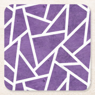Porta-copo De Papel Quadrado Mosaico roxo e branco
