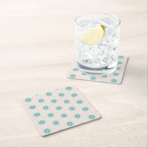 Porta-copo De Papel Quadrado Mosaicos cor-de-rosa e turquesa
