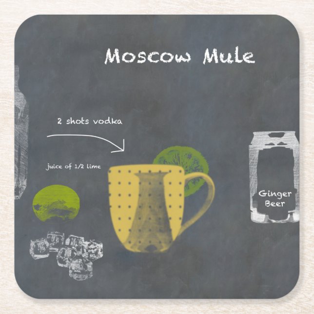 Porta-copo De Papel Quadrado Moscou Mule (Frente)