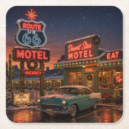 Porta-copo De Papel Quadrado Motel Neon Desert Feriado Hora Feliz