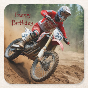 Porta-copo De Papel Quadrado Motocross Birthday