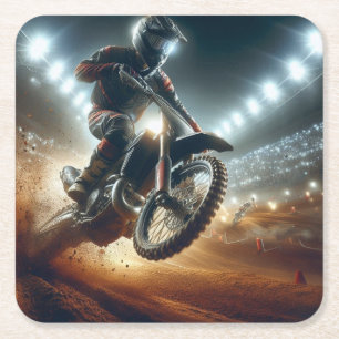 Porta-copo De Papel Quadrado MotoCross Competição Muito Legal Renderização Digi