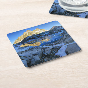 Porta-copo De Papel Quadrado Mt Izaak Walton sobre o Lago Sunrise do Bighorn -