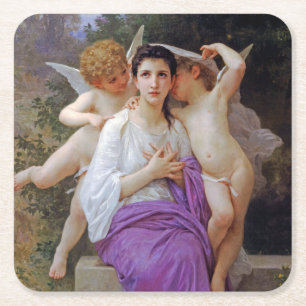 Porta-copo De Papel Quadrado Mulher com Cupido, Bouguereau