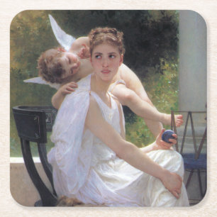 Porta-copo De Papel Quadrado Mulher com Cupido, Bouguereau