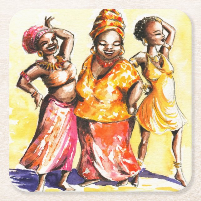 Porta-copo De Papel Quadrado Mulheres da dança (Frente)