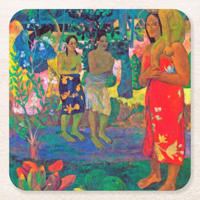 Porta-copo De Papel Quadrado Mulheres Taitianas, Gauguin (Frente)