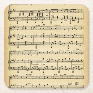 Porta-copo De Papel Quadrado Música de Folha Antiga