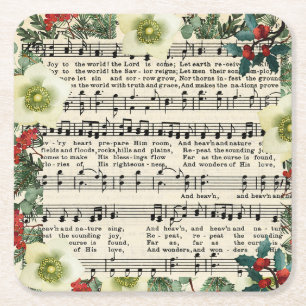 Porta-copo De Papel Quadrado Música de Natal, Alegria para o Mundo,