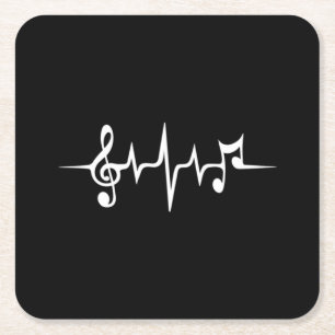 Porta-copo De Papel Quadrado Música Pulse Notes Clef Frequency Wave Sound