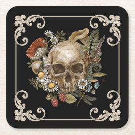 Porta-copo De Papel Quadrado Mystic Skull Vintage Black