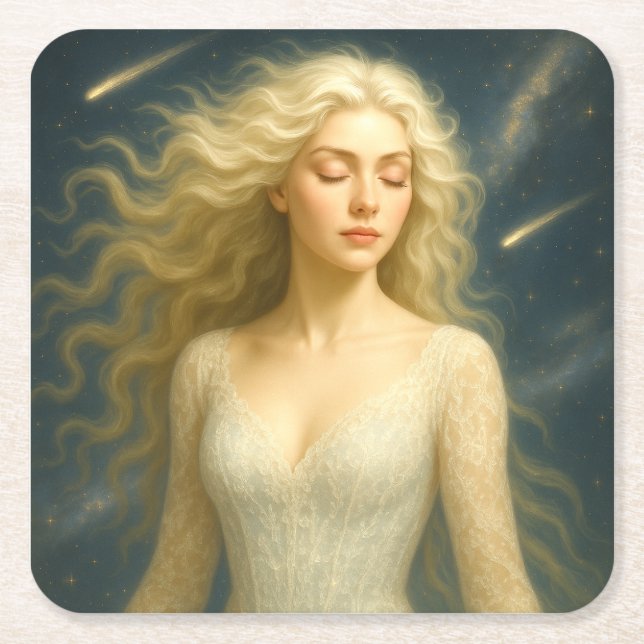 Porta-copo De Papel Quadrado Mystik Woman – Glasuntersetzer (Frente)