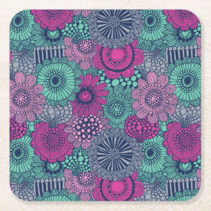 Porta-copo De Papel Quadrado Na moda brilhante padrão de flores lindas