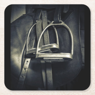 Porta-copo De Papel Quadrado Na moda Silver Stirrups em Inglês Riding Saddle