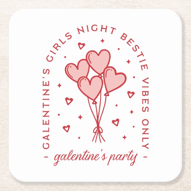 Porta-copo De Papel Quadrado Namorados de Galentine, meninos, meninas. (Frente)