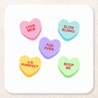 Porta-copo De Papel Quadrado Namorados De Gato Cardíaco Coração Porta copos Pap