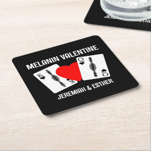 Porta-copo De Papel Quadrado Namorados MELANIN QUEEN KING PLAYCARDS Casais