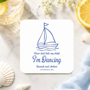 Porta-copo De Papel Quadrado Não Leve Meu Barco Chic de Casamento