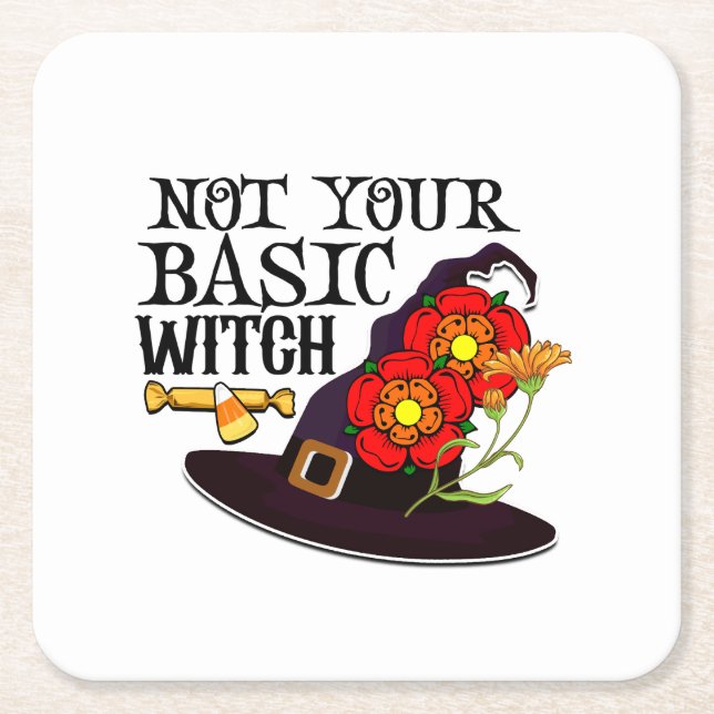 Porta-copo De Papel Quadrado Não Sua Bruxa Básica (Frente)