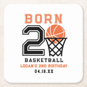 Porta-copo De Papel Quadrado Nascer 2 - Basquete Segundo aniversário de espor