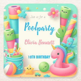 Porta-copo De Papel Quadrado Natação de Aniversário do Partido da Piscina Editá