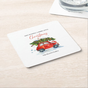 Porta-copo De Papel Quadrado Natais vintages Personalizados Nápoles - Carro Ver