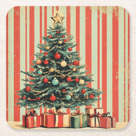 Porta-copo De Papel Quadrado Natais vintages Retro Retro 1940