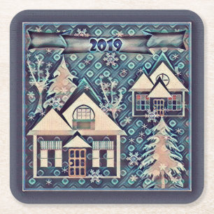 Porta-copo De Papel Quadrado Natal