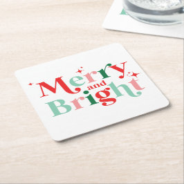 Porta-copo De Papel Quadrado natal alegre e brilhante rosa vermelho