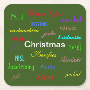 Porta-copo De Papel Quadrado Natal ao redor do mundo verde moderno